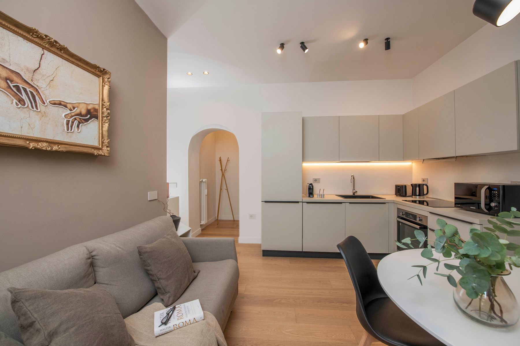 Designer living room of Domus Aurelia luxury vacation rental in Rome